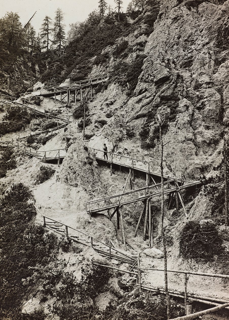Album "Meine weltkriegs - Erinnerungen Jihozápadní fronta (Korutany, Itálie, Jižní Tyrolsko) (Moje světová válka - vzpomínky na jihozápadní frontu v Korutanech, Itálie, Trentino-Alto Adige) 31/03/1915-12/11/ 1918 - Josef Zohles Wien ": dřevěné chodníky na  od Josef Zohles