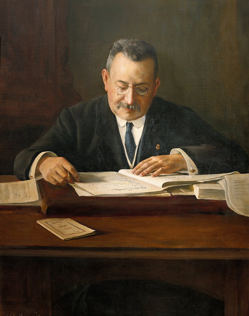 Portrét Enrica Prata de la Riba (1870-1917), katalánského nacionalistického politika, 20. století (malba) od Josep Maria Marquès i Puig
