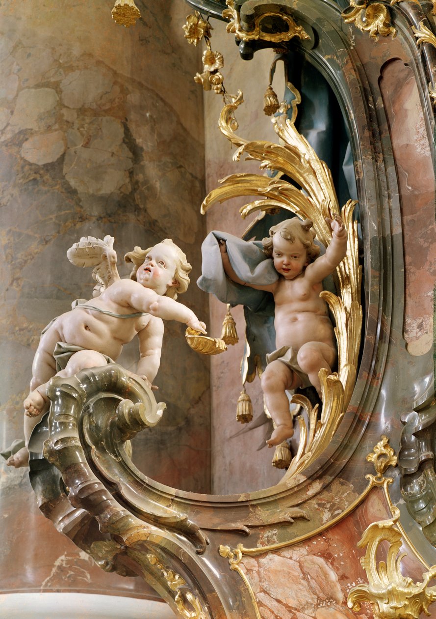 Cherubové, 1737-66 (štuk a zlacené dřevo) od Joseph Anton Feuchtmayer