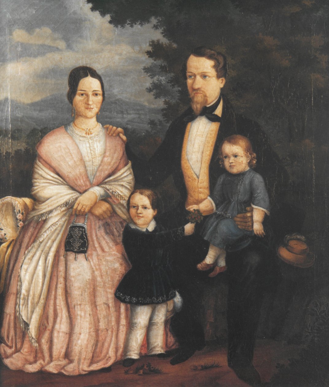 Autoportrét Josepha Bayera s manželkou Lisette Bayer, rozenou Kerner a jejich dětmi Eugenem (* 1846) a Albertem (* 1851); Olejomalba, 1853 od Joseph Bayer