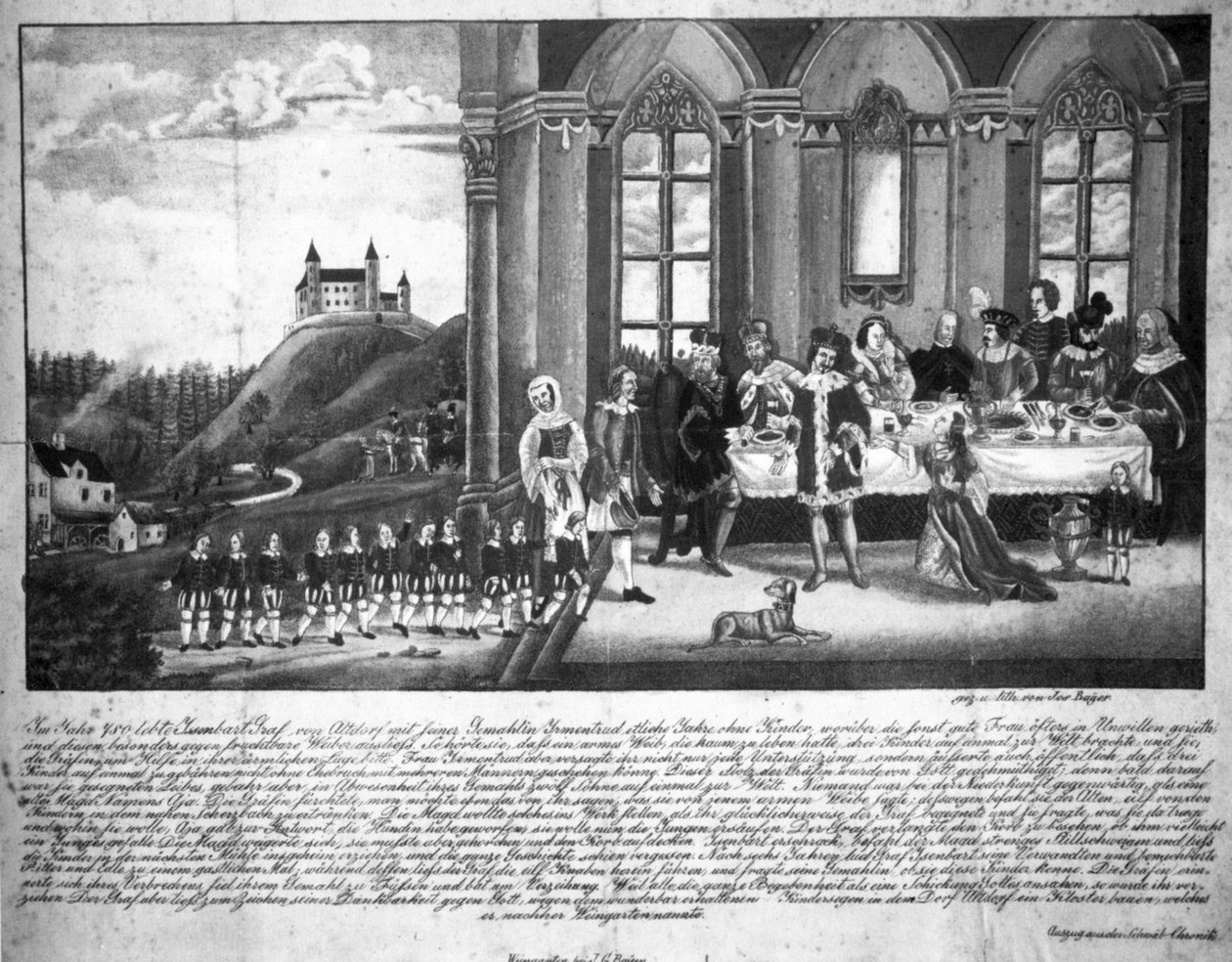 Welfensage mědirytina od Joseph Bayer