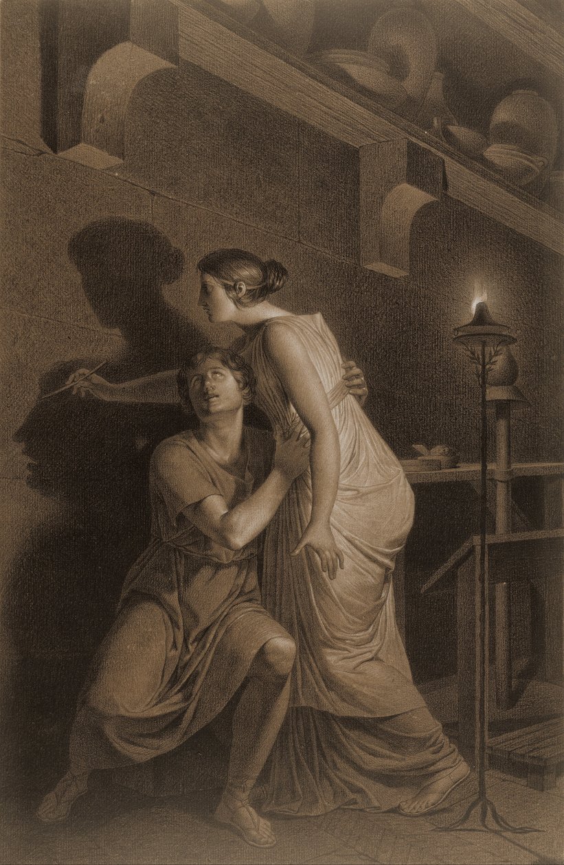 Vynález kresby (recto); Náčrt kostí dolních končetin lidské kostry (naopak) od Joseph Benoît Suvée