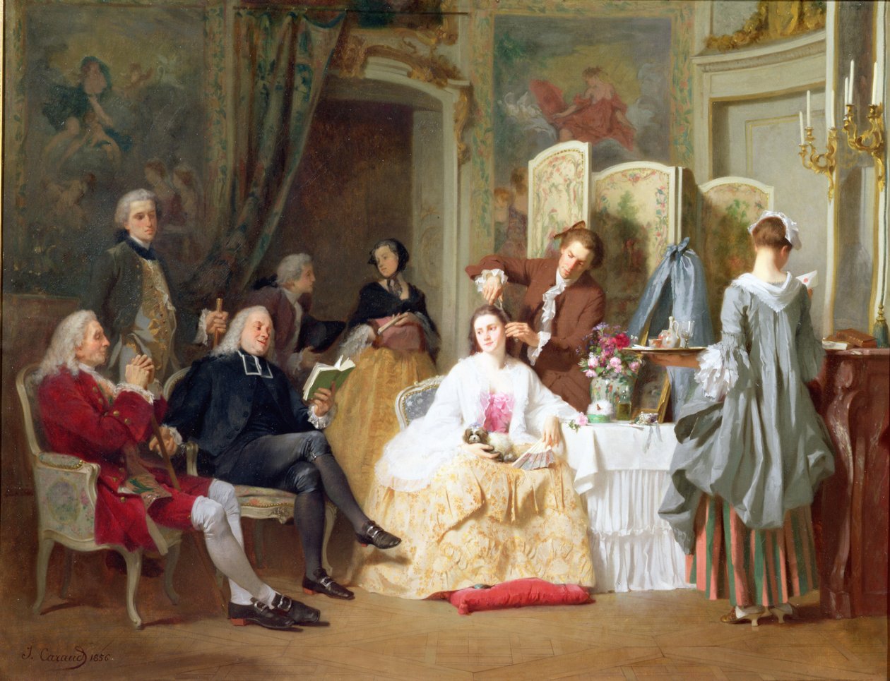 Abbé Prevost čte Manon Lescaut, 1856 od Joseph Caraud