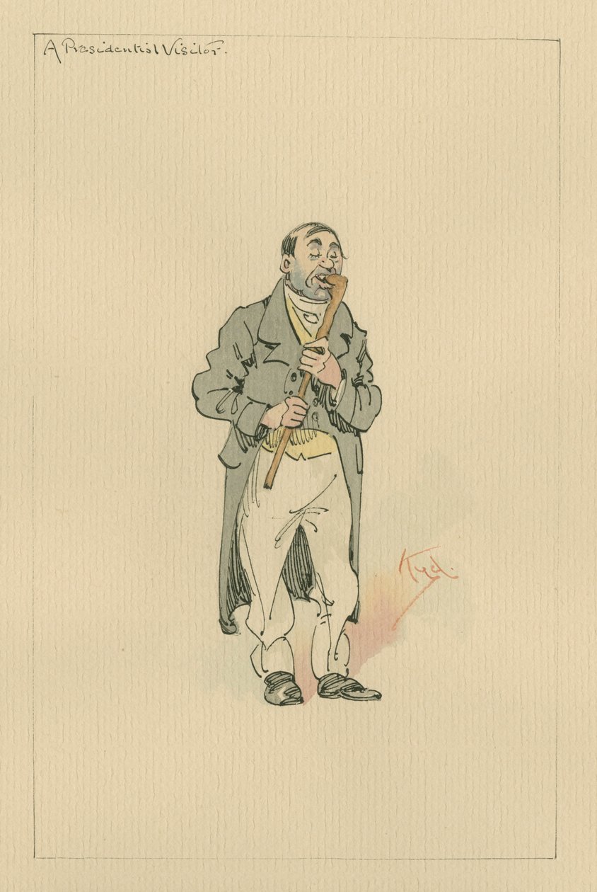 Prezidentský návštěvník, cca 20. léta (pero a inkoust s wc na papíře) od Joseph Clayton Clarke