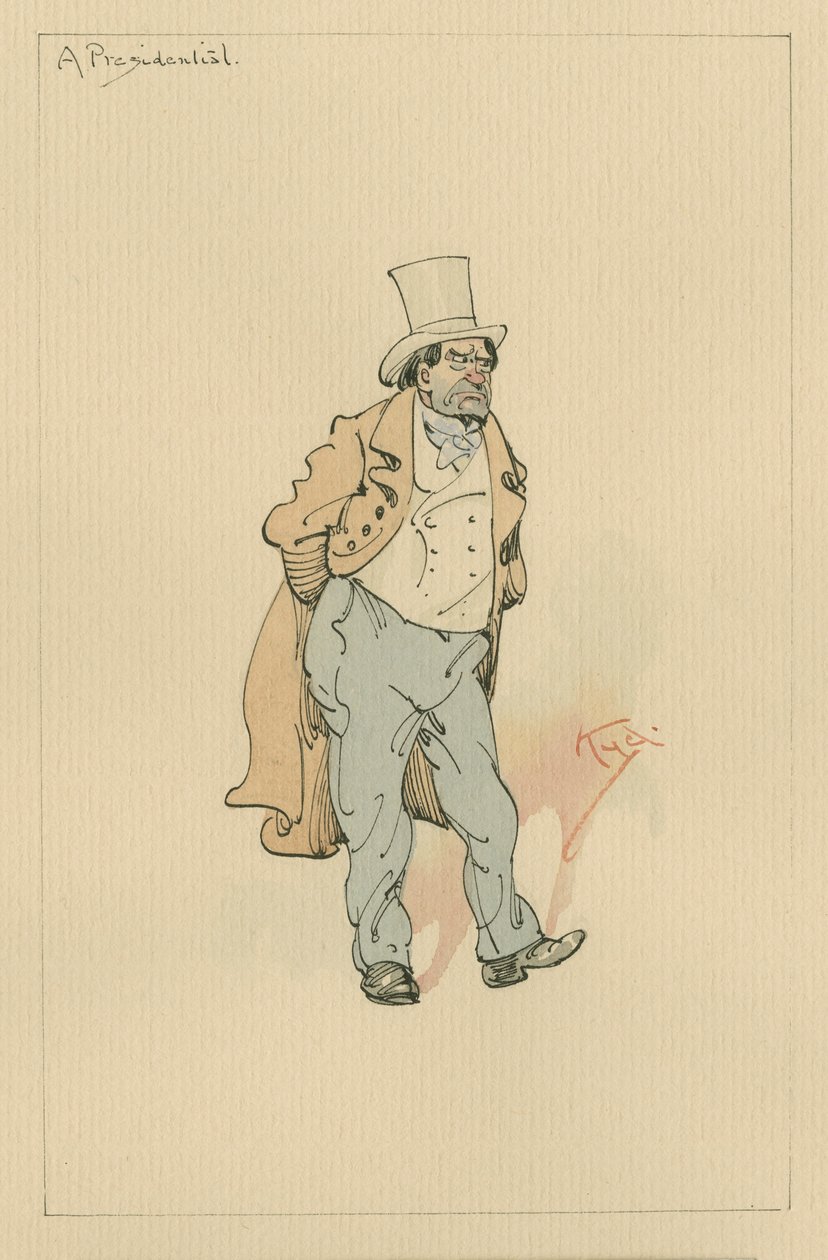 Prezidentské, cca 20. léta (pero a inkoust s wc na papíře) od Joseph Clayton Clarke