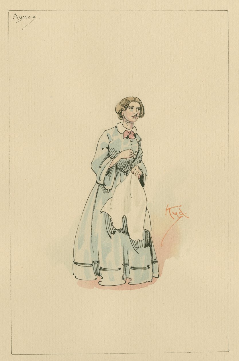 Agnes Wickfield, cca 1920 (pero a inkoust s wc na papíře) od Joseph Clayton Clarke