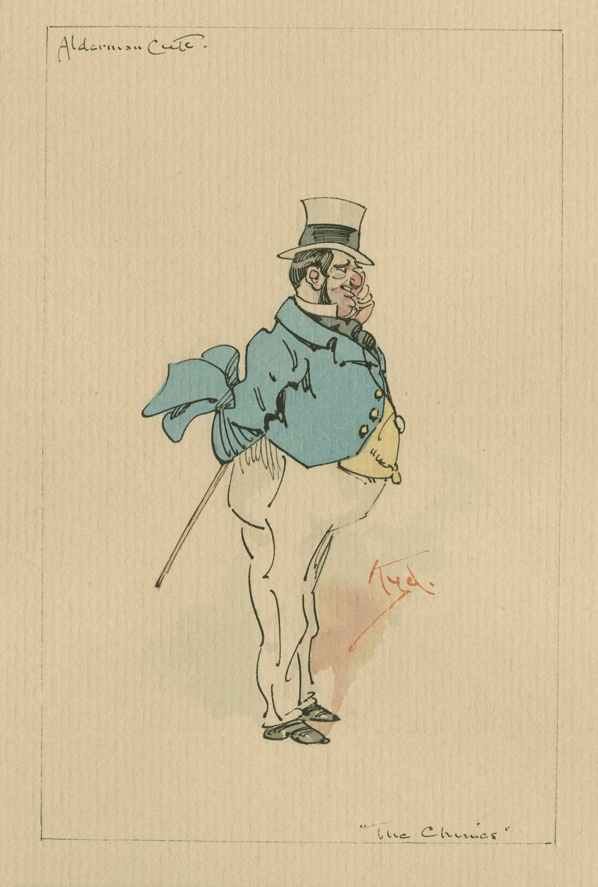 Alderman Cute - The Chimes, cca 1920 (pero a inkoust s wc na papíře) od Joseph Clayton Clarke