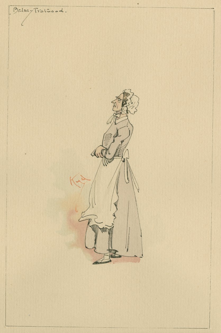 Betsey Trotwood, cca 1920 (pero a inkoust s wc na papíře) od Joseph Clayton Clarke