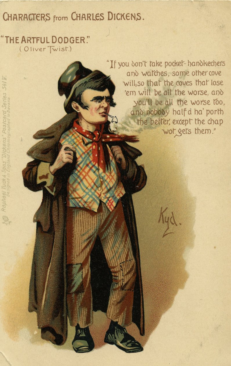 Postavy od Charlese Dickense – The Artful Dodger od Olivera Twista, Pohlednice, kolem roku 1903 od Joseph Clayton Clarke