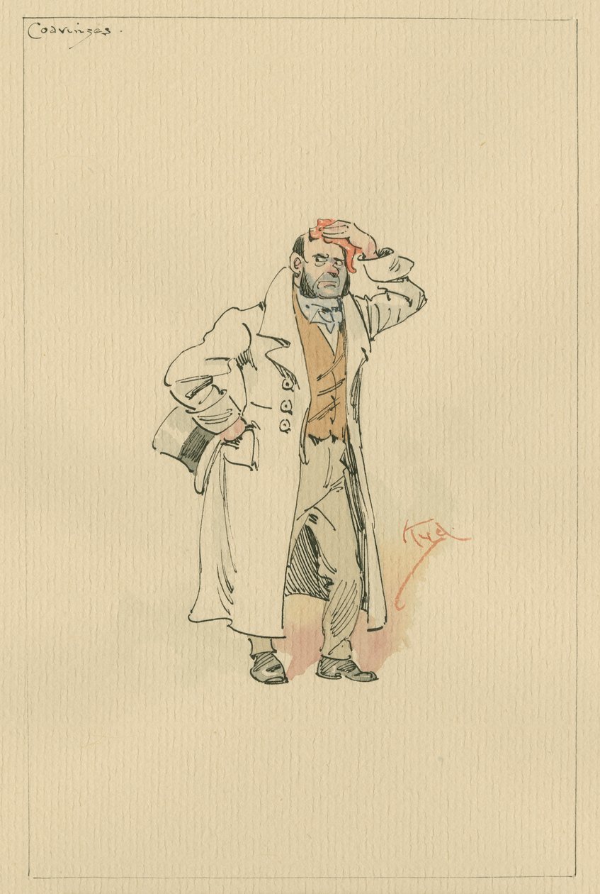 Coavinses, cca 1920 (pero a inkoust s wc na papíře) od Joseph Clayton Clarke