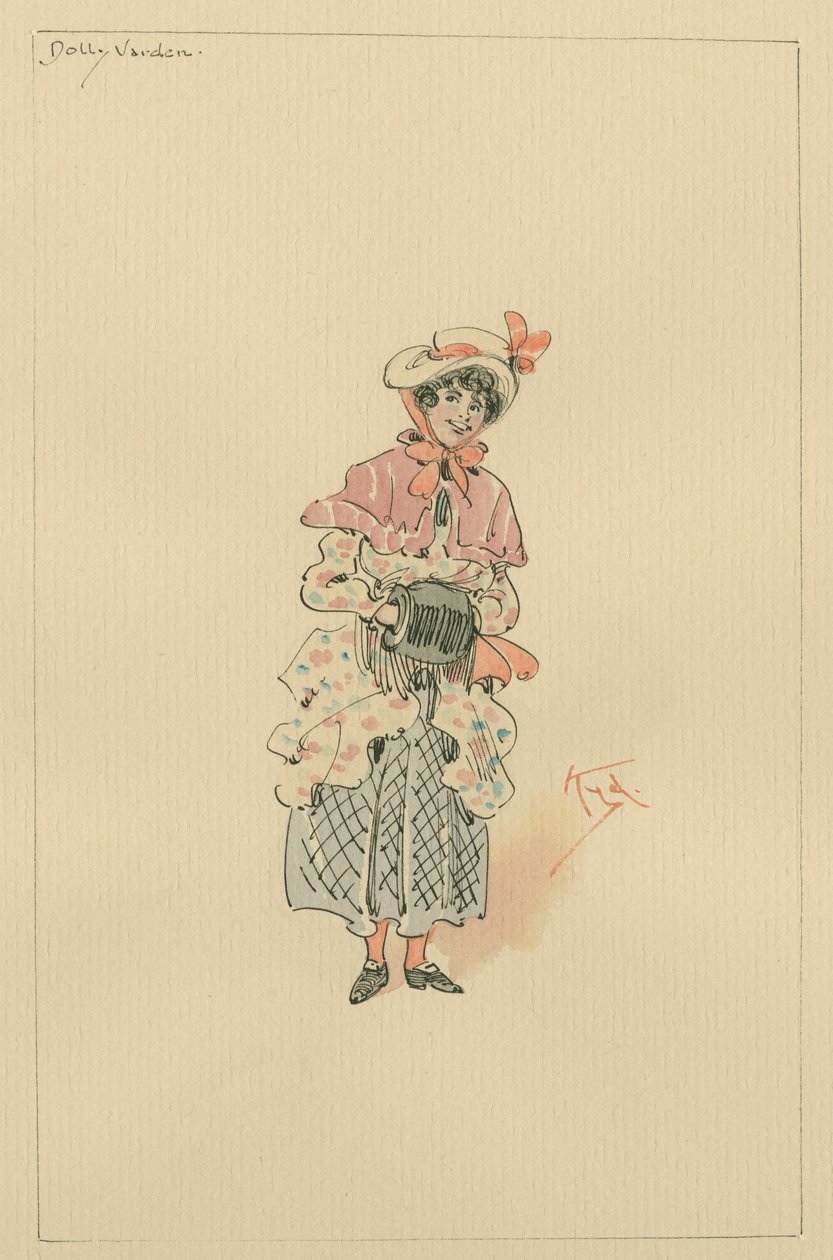 Dolly Varden, cca 1920 (pero a inkoust s wc na papíře) od Joseph Clayton Clarke