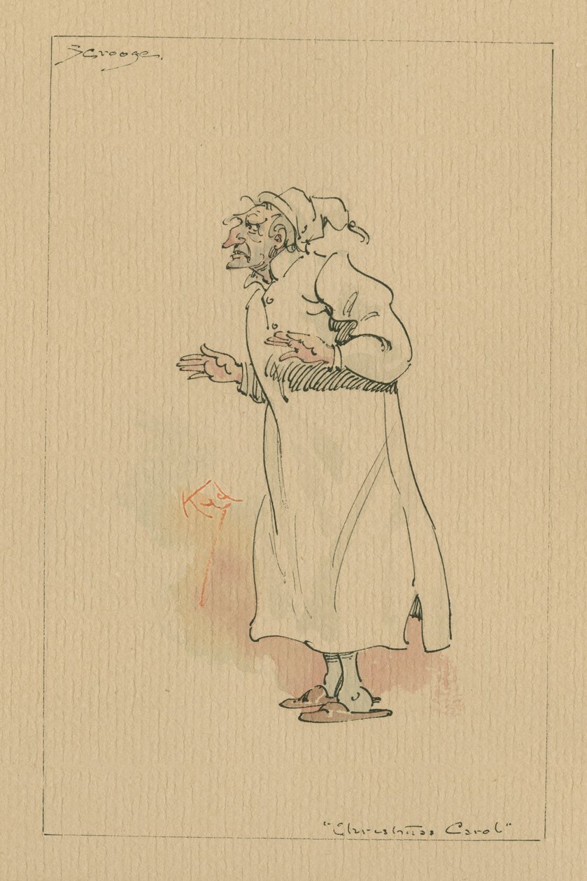 Ebenezer Scrooge - A Christmas Carol, c.1920 (pero a inkoust s wc na papíře) od Joseph Clayton Clarke