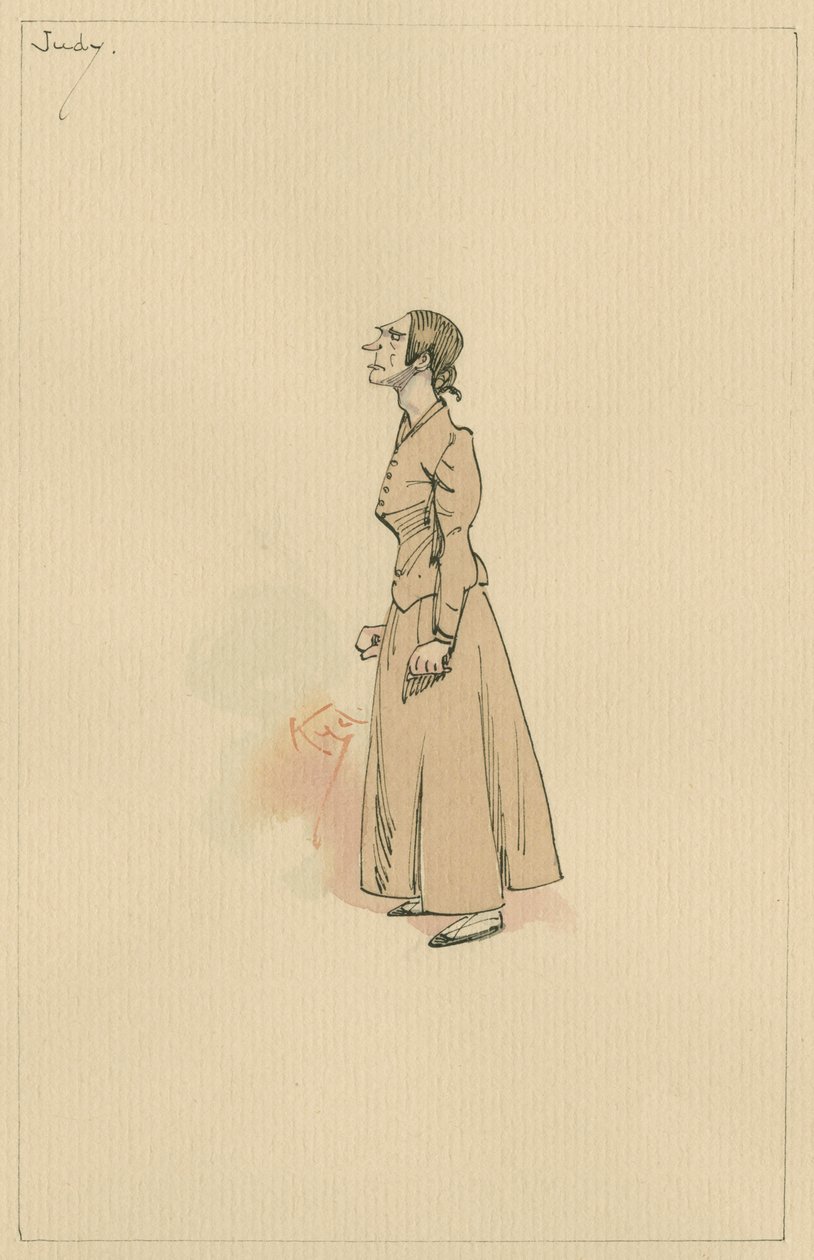 Judy Smallweed, cca 1920 (pero a inkoust s wc na papíře) od Joseph Clayton Clarke
