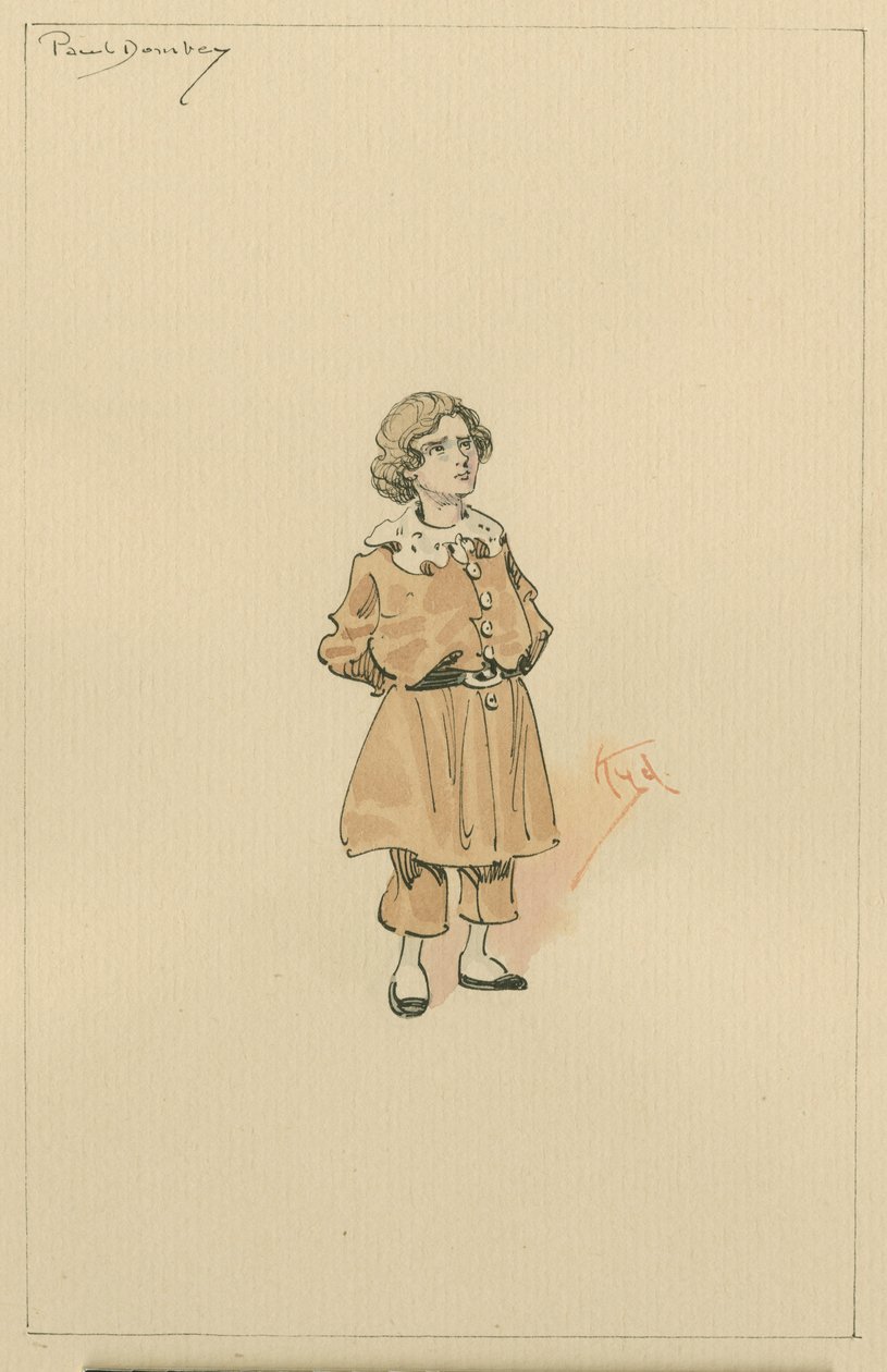 Little Paul Dombey, cca 20. léta (pero a inkoust s wc na papíře) od Joseph Clayton Clarke