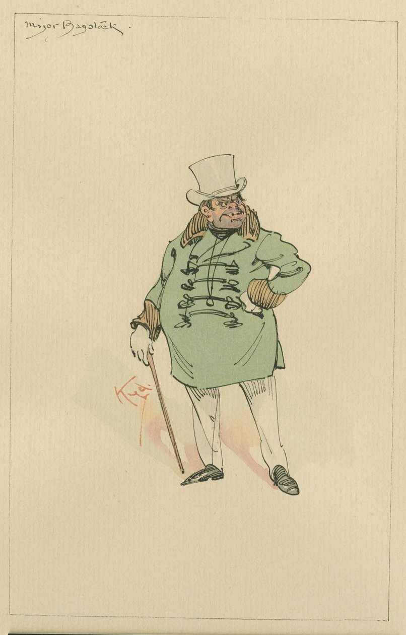 Major Bagstock, cca 1920 (pero a inkoust s wc na papíře) od Joseph Clayton Clarke