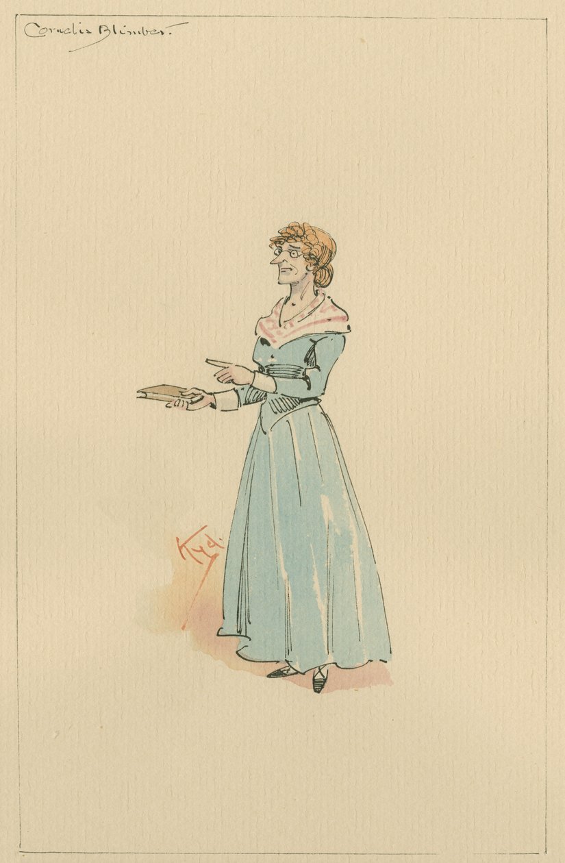 Slečna Cornelia Blimberová, cca 20. léta (pero a inkoust s wc na papíře) od Joseph Clayton Clarke