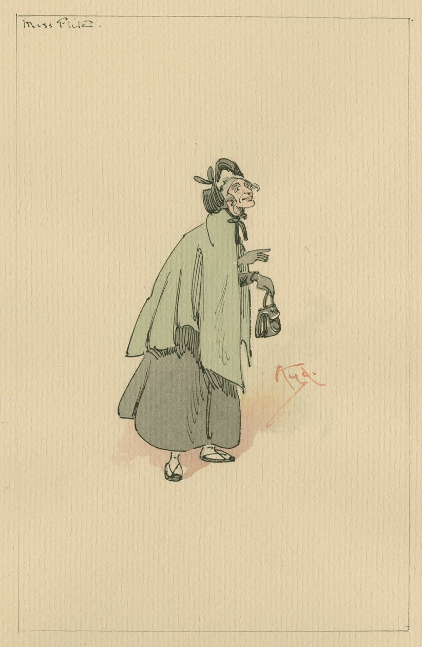 Slečna Fliteová, cca 1920 (pero a inkoust s wc na papíře) od Joseph Clayton Clarke