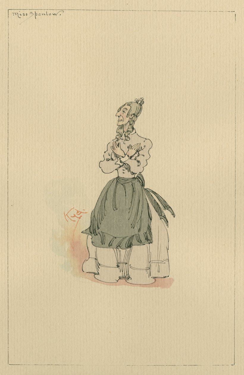 Slečna Spenlowová, cca 20. léta (pero a inkoust s wc na papíře) od Joseph Clayton Clarke