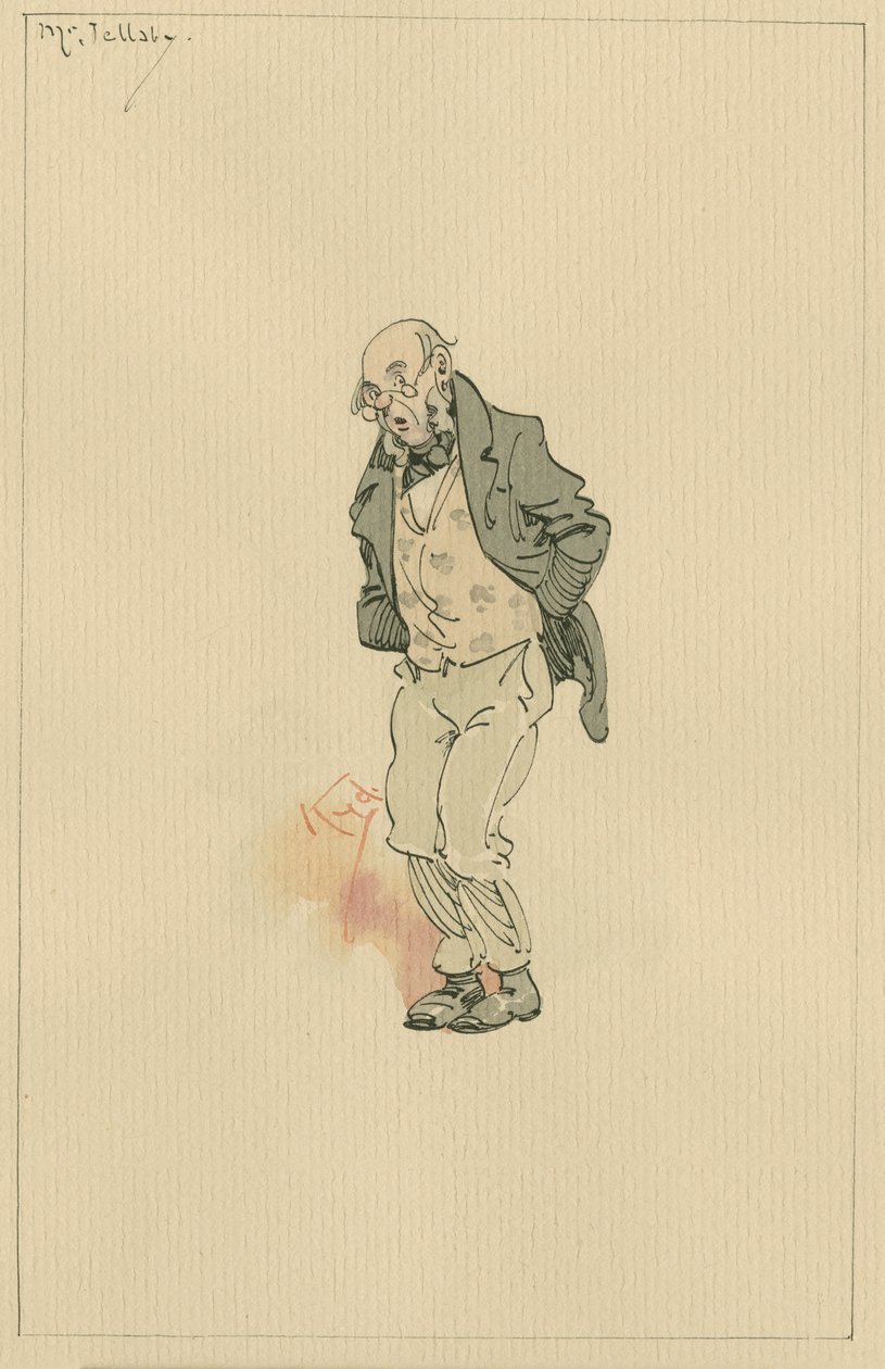 Mr Jellaby, cca 1920 (pero a inkoust s wc na papíře) od Joseph Clayton Clarke
