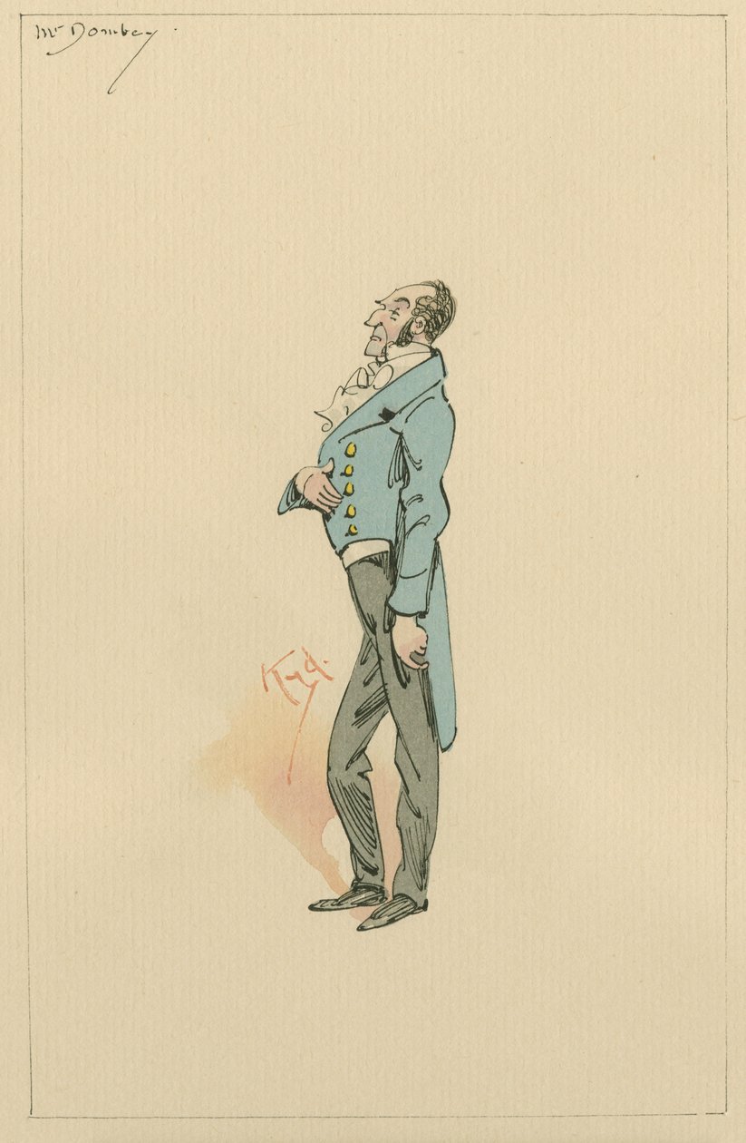 Pan Paul Dombey, cca 20. léta (pero a inkoust s wc na papíře) od Joseph Clayton Clarke