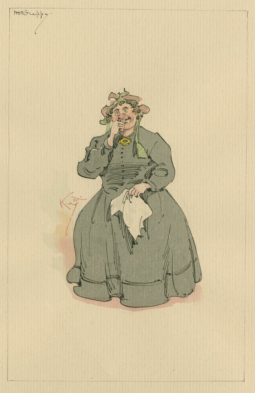 Paní Guppyová, cca 20. léta (pero a inkoust s wc na papíře) od Joseph Clayton Clarke