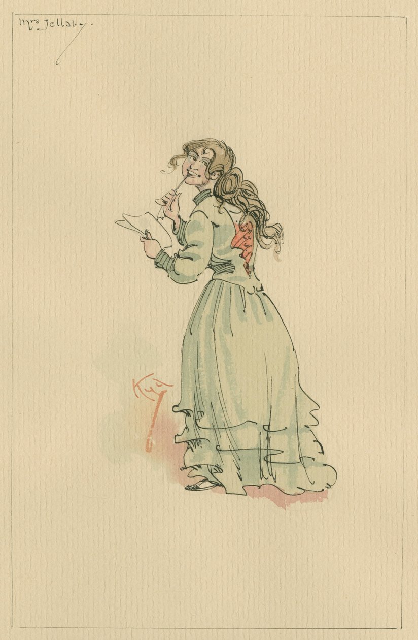 Paní Jellaby, cca 20. léta (pero a inkoust s wc na papíře) od Joseph Clayton Clarke