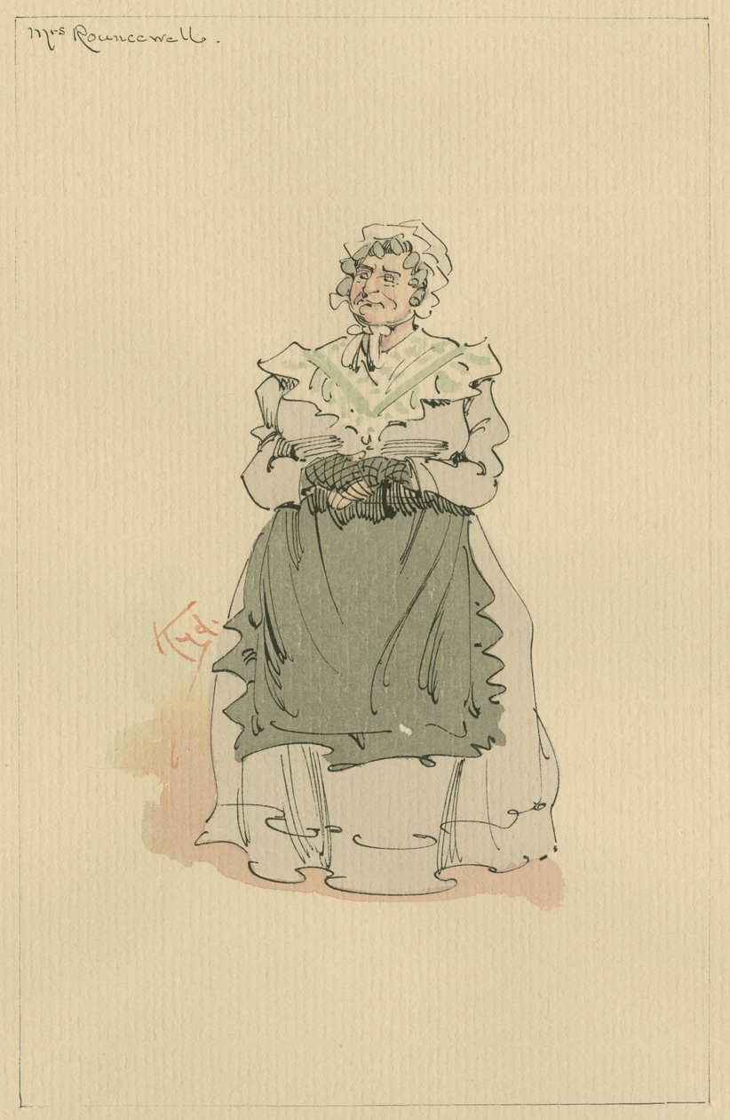 Paní Rouncewellová, cca 1920 (pero a inkoust s wc na papíře) od Joseph Clayton Clarke