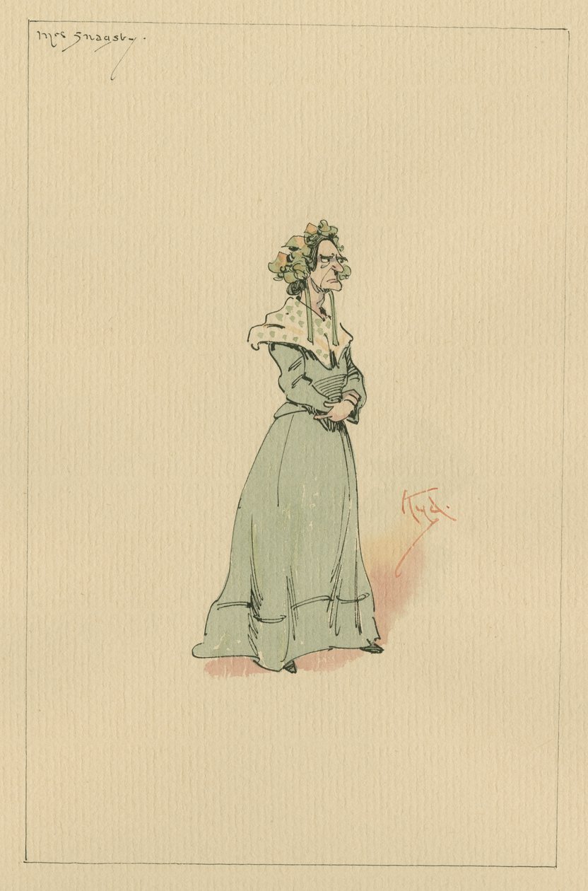 Paní Snagsbyová, cca 20. léta (pero a inkoust s wc na papíře) od Joseph Clayton Clarke