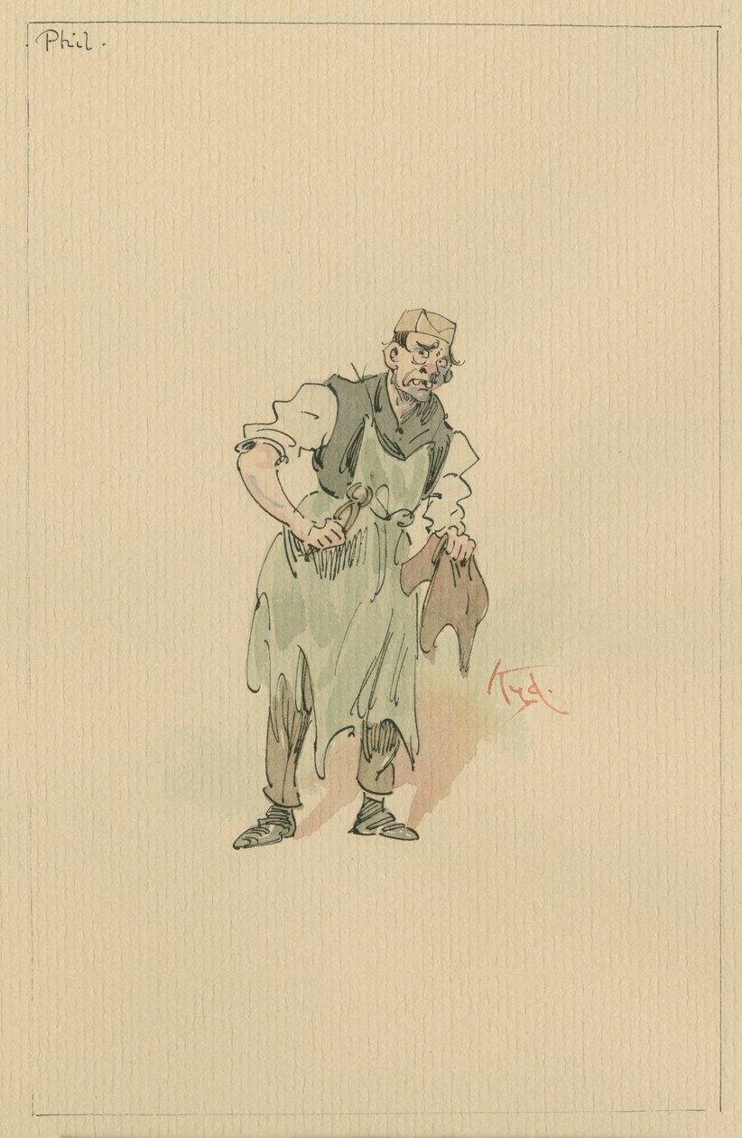 Phil Squod, cca 1920 (pero a inkoust s wc na papíře) od Joseph Clayton Clarke