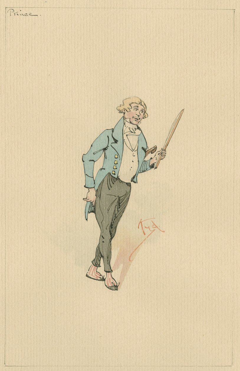 Prince Turveydrop, cca 1920 (pero a inkoust s wc na papíře) od Joseph Clayton Clarke