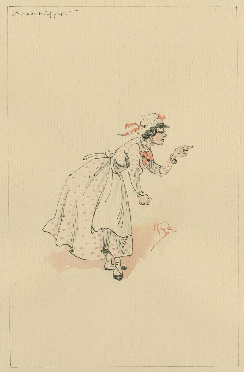 Susan Nipper, cca 1920 (pero a inkoust s wc na papíře) od Joseph Clayton Clarke