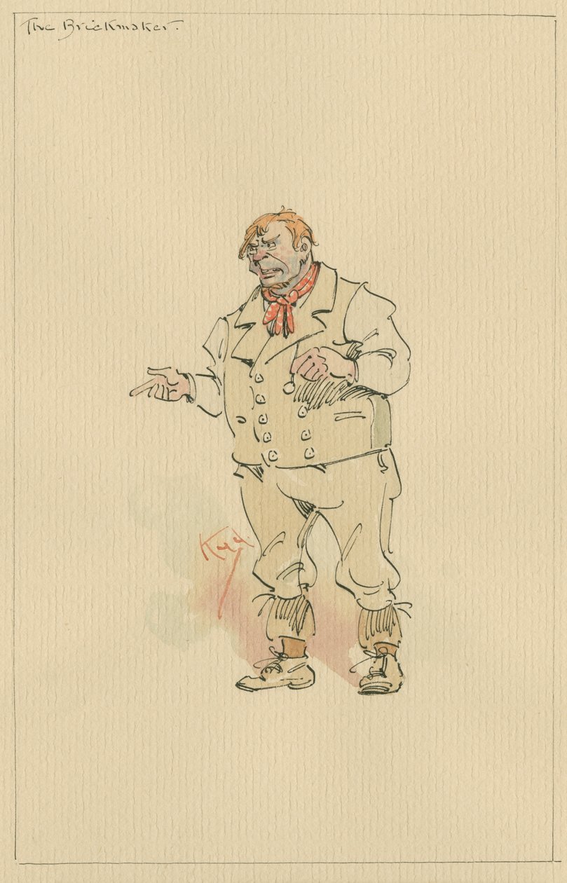 The Brickmaker, c.1920 (pero a inkoust s wc na papíře) od Joseph Clayton Clarke