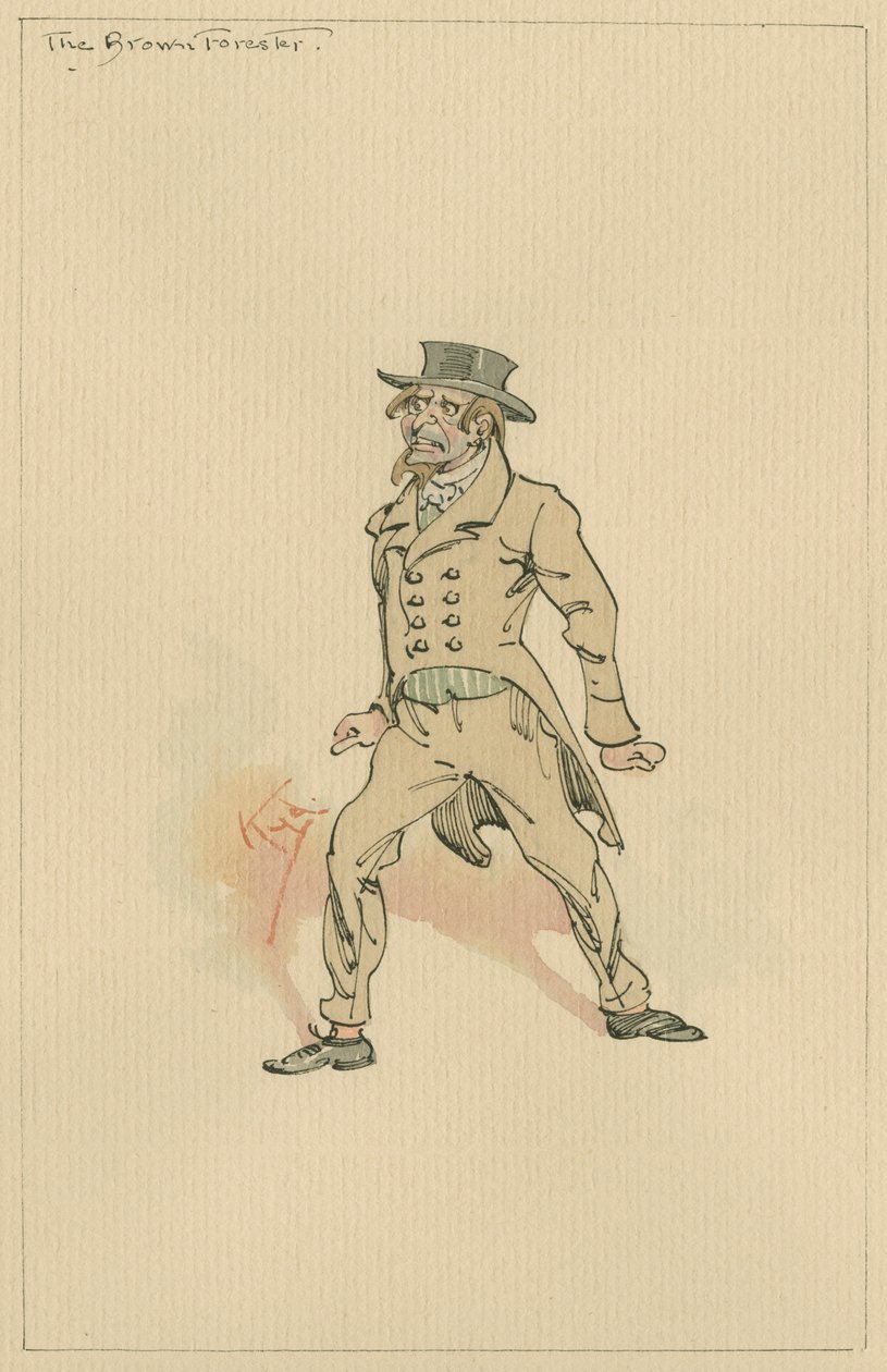 The Brown Forester, c.1920 (pero a inkoust s wc na papíře) od Joseph Clayton Clarke