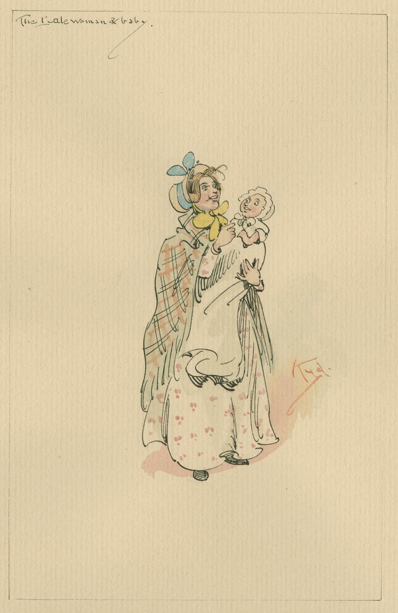 Lale Lady und Baby, cca 20. léta 20. století (pero a tuš s čb na papíře) od Joseph Clayton Clarke