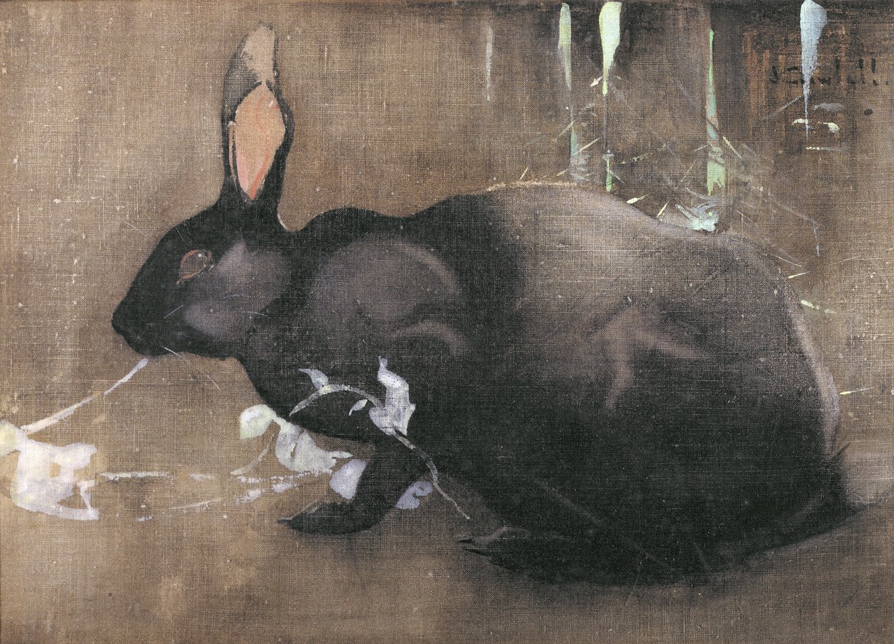 Černý králík (tělová barva na plátně) od Joseph Crawhall