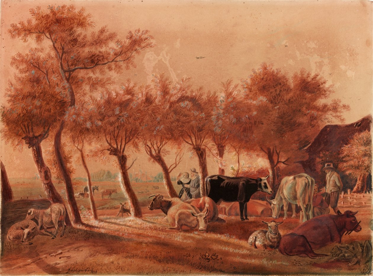 Pastorální scéna (akvarel a tužka na papíře (na plátně)) od Joseph Crawhall