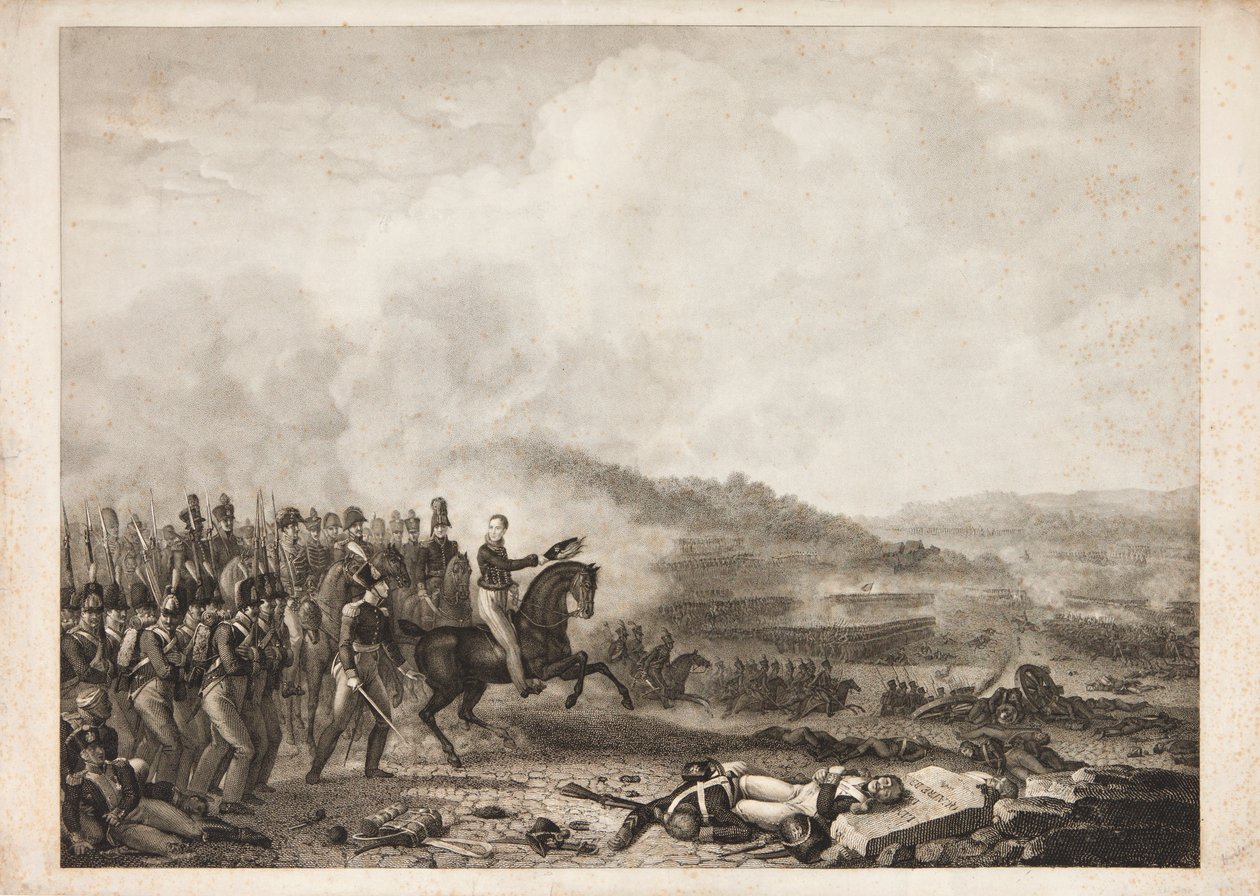 Princ Oranžský v bitvě u Quatre Bras, 1815 od Joseph Dionysius Odevaere
