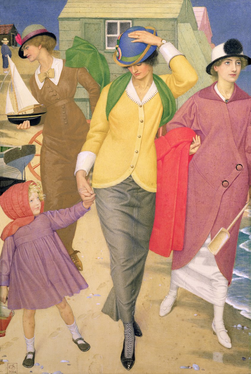 Podél pobřeží, 1914 (tempera na hedvábí) od Joseph Edward Southall