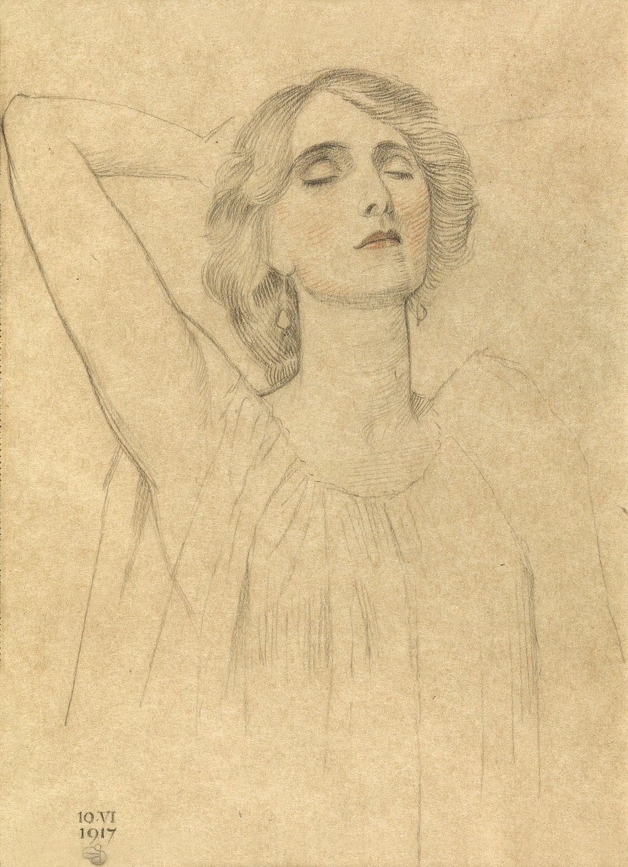 Skica ženy, 1917 (tužka a křída na papíře) od Joseph Edward Southall