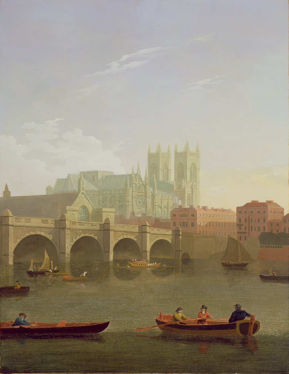 Westminsterské opatství a Westminsterský most při pohledu z jihu, 1794 od Joseph Farington