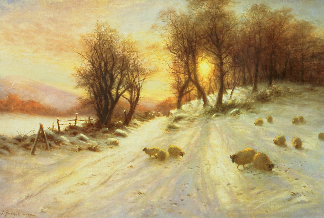 Ovce v zimním sněhu od Joseph Farquharson