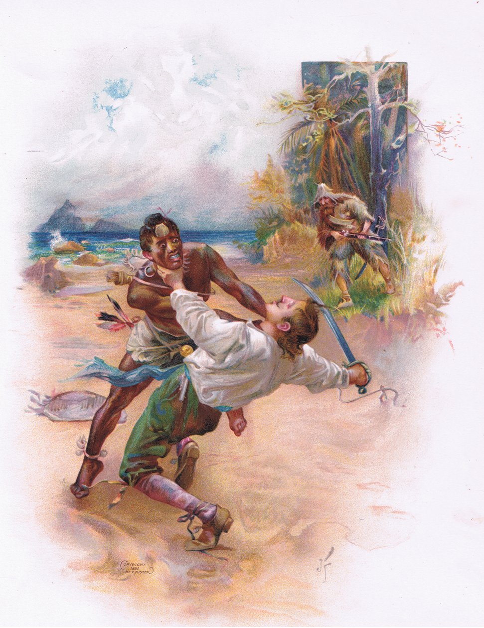 Tvrdé střetnutí mezi Španělem a jedním z divochů od Joseph Finnemore