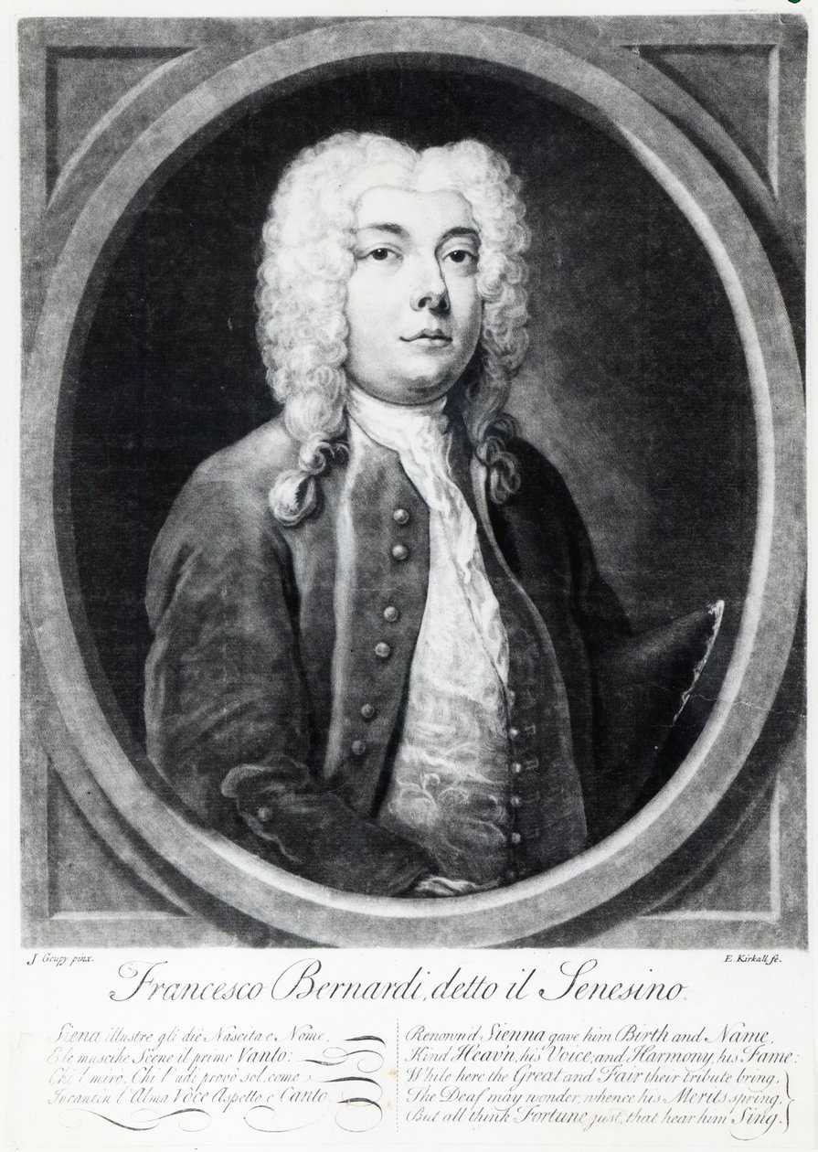 Francesco Bernardi Senesino, rytý Elisha Kirkall od Joseph Goupy