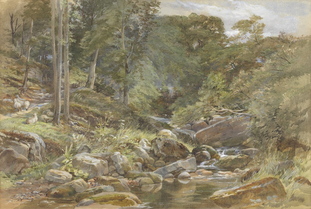 Larpool Beck, Whitby (wc s kvašem na papíře) od Joseph John Jenkins