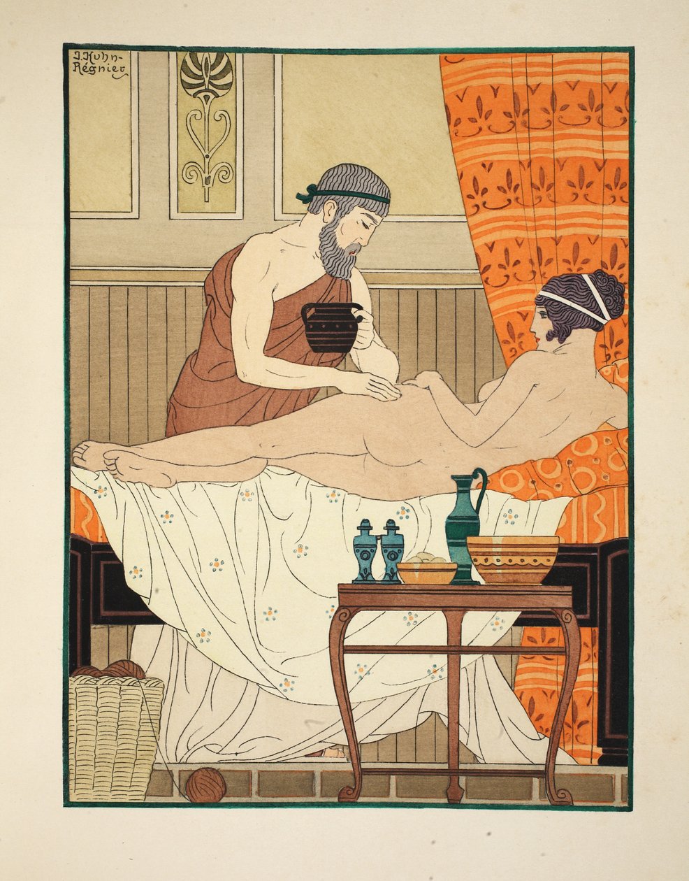 Aplikace bílého egyptského parfému na bok, ilustrace z 