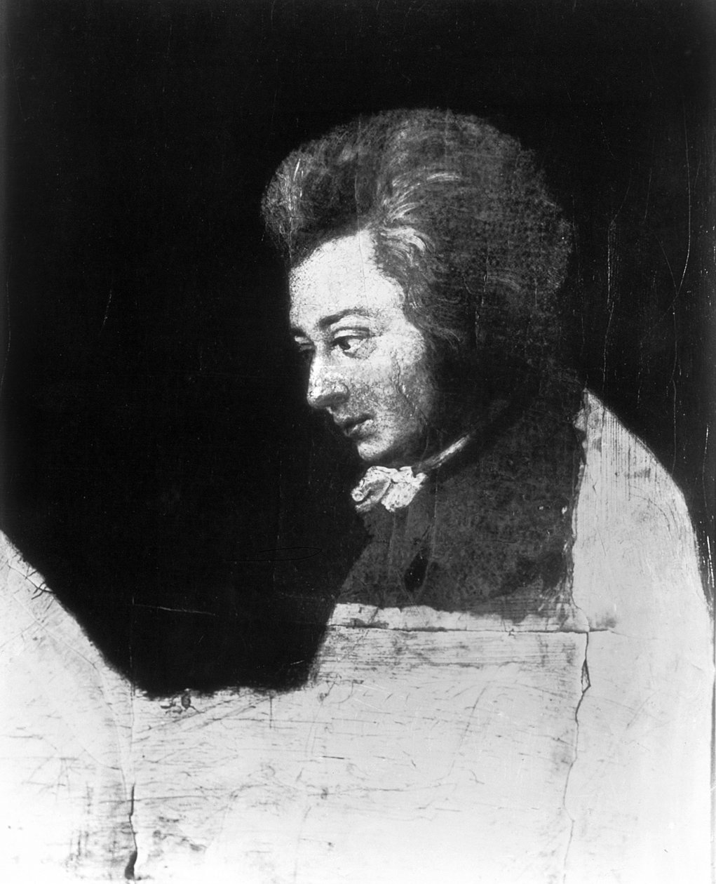 Nedokončený portrét Wolfganga Amadea Mozarta (1756-91) od Joseph Lange