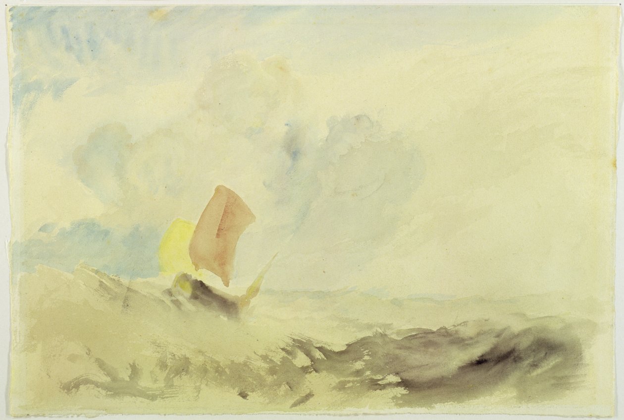 Mořský kus - Rozbouřené moře s rybářskou lodí, 1820-30 od Joseph Mallord William Turner