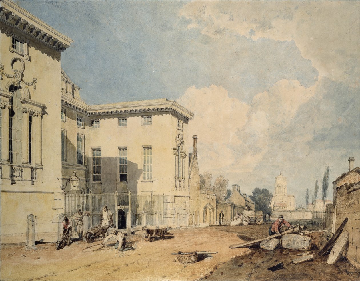 Pohled na Worcester College, 1803-04 (čb na sněhobílém papíře) od Joseph Mallord William Turner