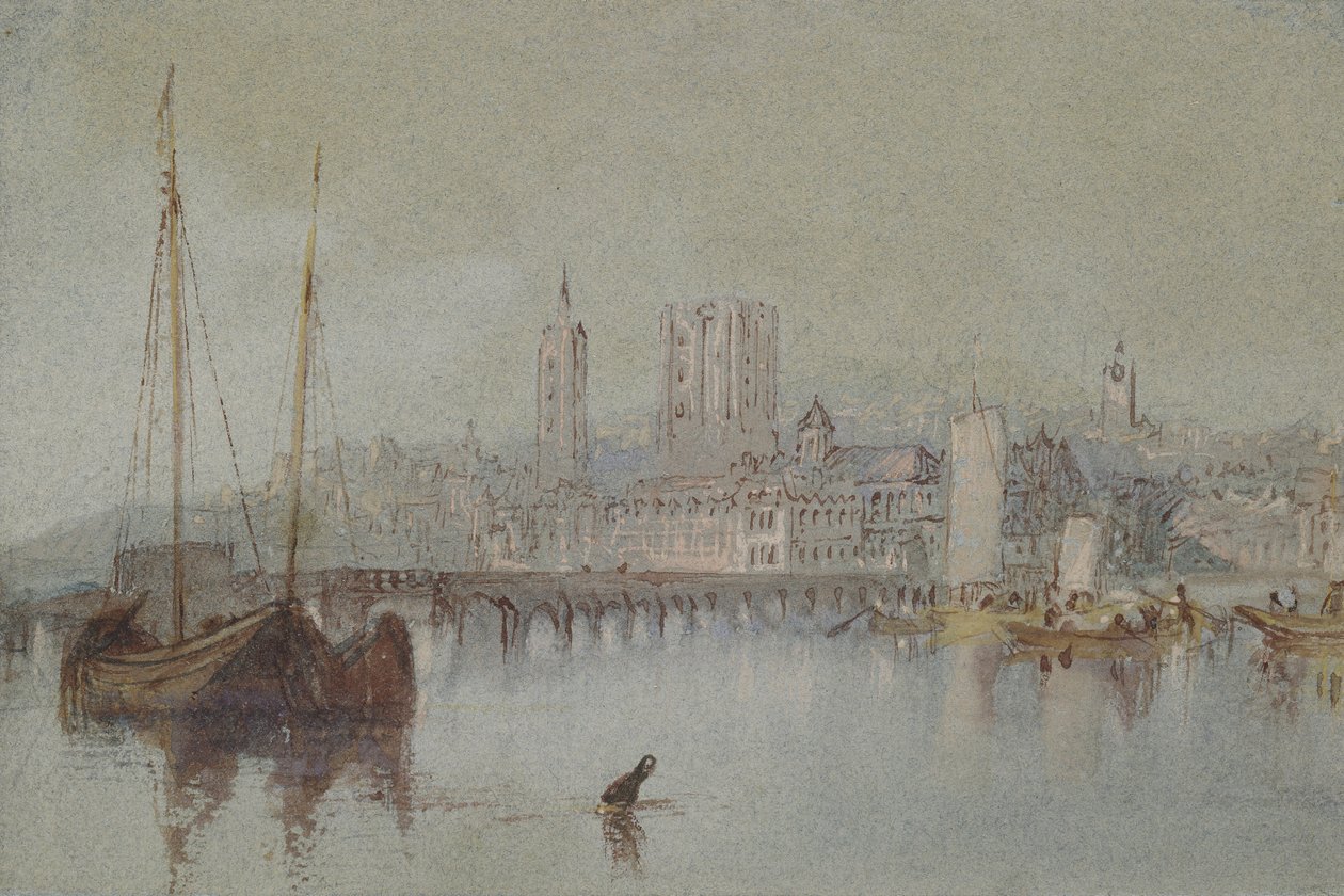 Beaugency, c. 1830 (akvarel s tělovou barvou a perem a červenohnědým inkoustem) od Joseph Mallord William Turner