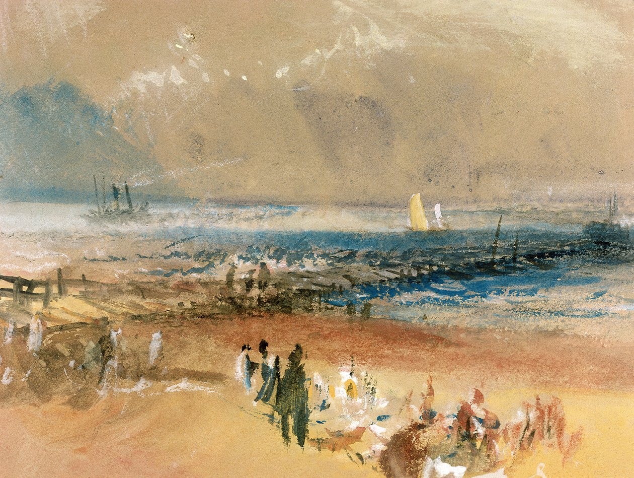 Lodě na molu Margate (barva karoserie na světle šedém papíře) od Joseph Mallord William Turner